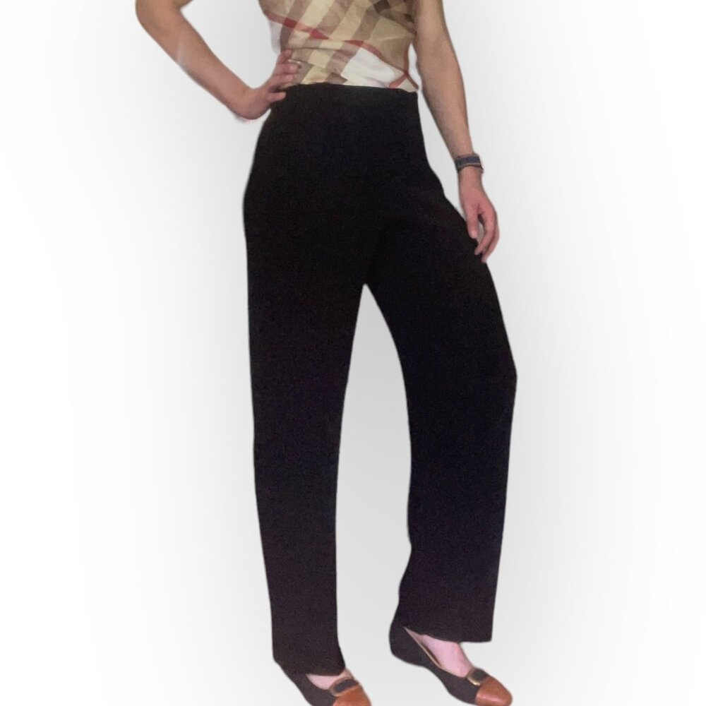 Armani Collezioni Black Silk Wide Leg Pants Size 12